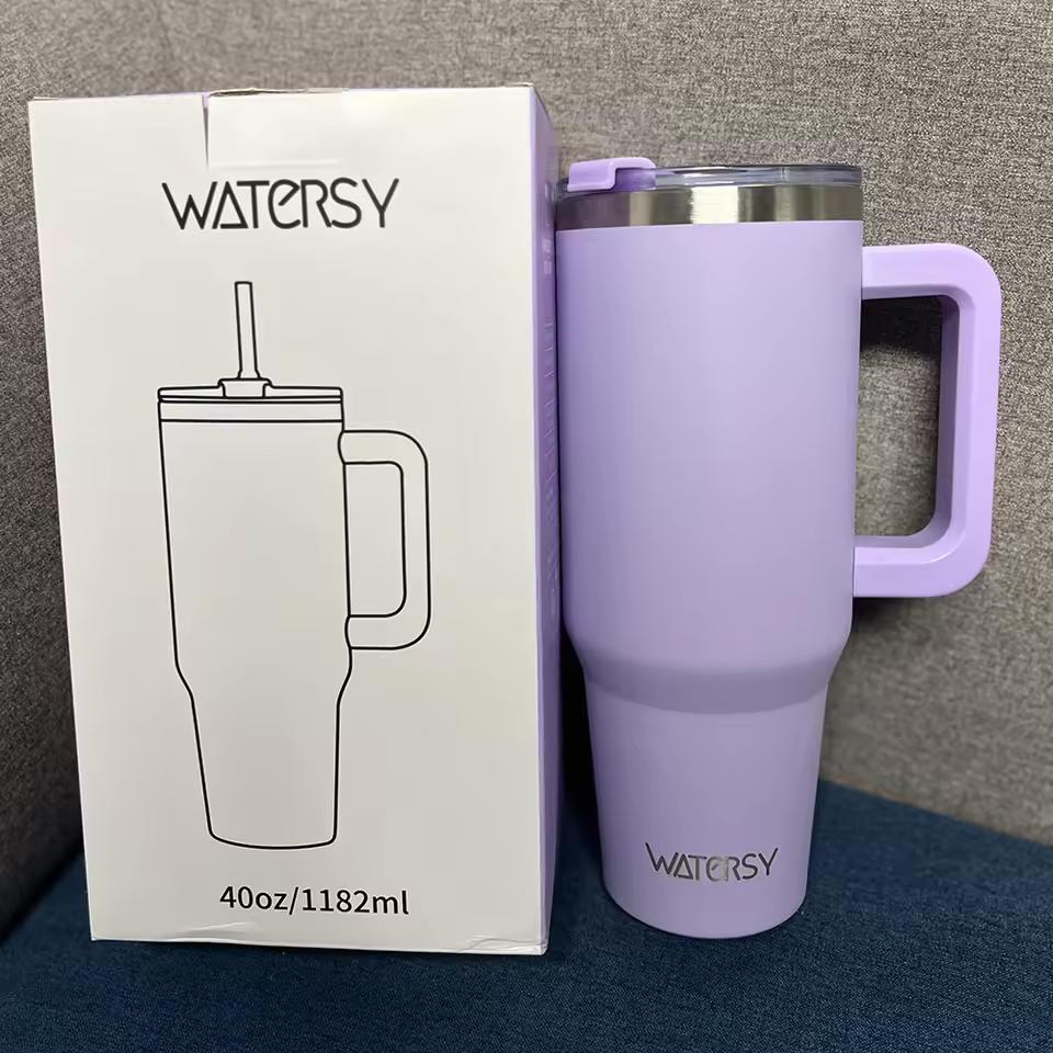 WATERSY 891/1182ml Insulated Mug with Handle & Straw – 40oz Large Capacity Stainless Steel Tumbler