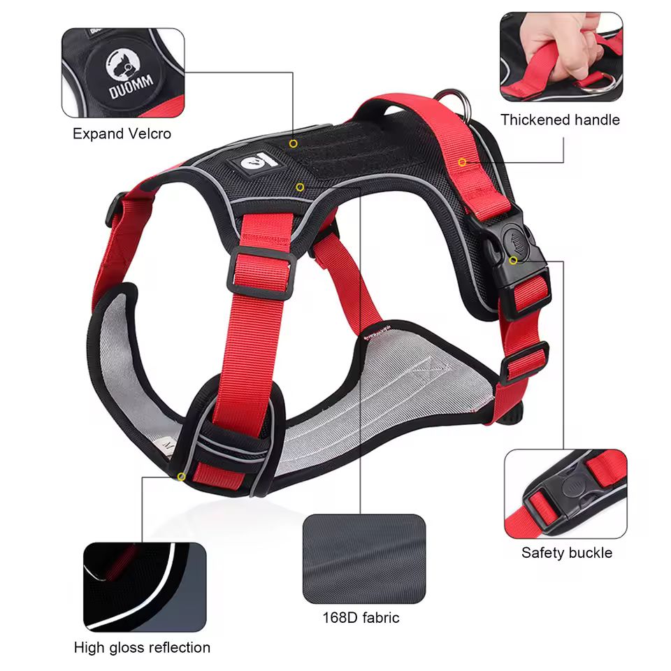Tactical Reflective Dog Harness for Medium & Large Dogs – 1680D Waterproof Oxford Cloth