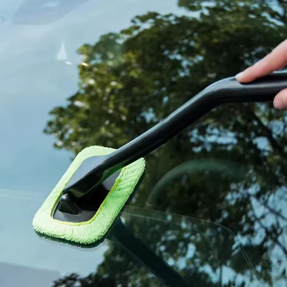 Car Windshield Cleaning Brush Kit – Long Handle Window Wiper & Glass Defogging Tool