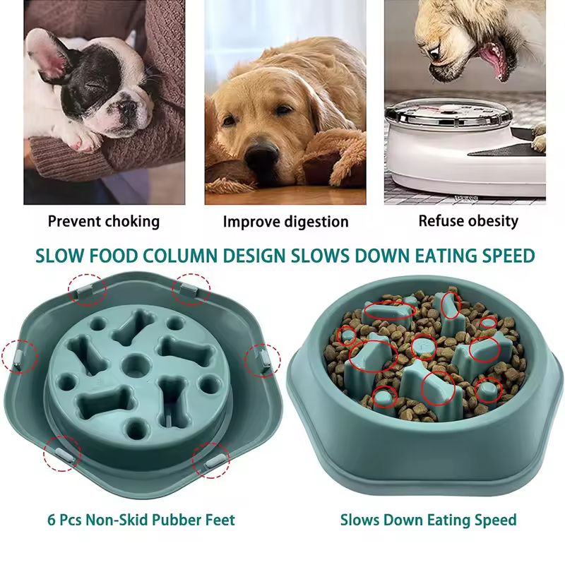 Slow Feeder Dog Bowl – Anti-Choking & Anti-Slip Slow Eating Puzzle Dish (Small/Medium)